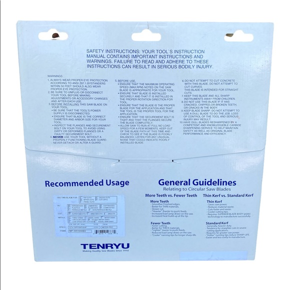 Tenryu MP-305100AB2 12" Carbide Tipped Saw Blade - 100 Tooth ATAFR Grind - 5/8" - Picture 3 of 5